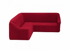 Чехол стрейч на угловой диван без оборки Цвет 221 Бордовый арт. 255/400.221