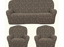 Еврочехлы стрейч на диван и кресла Жаккардовые Б/О цвет KAR 014-11 Vizon арт. 640/311.011