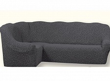 Еврочехол стрейч на угловой диван Жаккардовые без оборки цвет KAR 009-04 Gri арт. 686/400.004