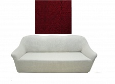 Еврочехол стрейч на диван без оборки Damask цвет Бордовый арт. 351/110.005