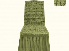 Чехлы Жаккардовые цвет стрейч на стулья с оборкой 6 шт цвет 228 Фисташковый арт. 260/506.228