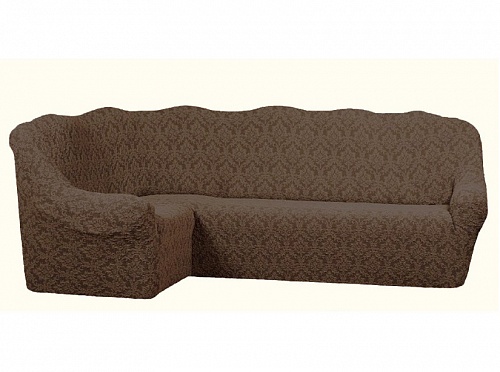 Еврочехол стрейч на угловой диван Жаккардовые без оборки цвет KAR 001-05 A.Kahve арт. 682/400.005
