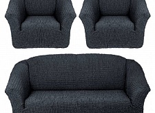 Чехлы стрейч на диван и кресла без оборки Цвет Антрацит арт. 255/311.229