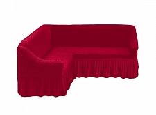 Чехол стрейч на угловой диван с оборкой Цвет Бордовый арт. 229/400.221