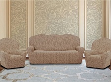 Еврочехлы стрейч на диван и кресла Жаккардовые Б/О цвет KAR 002-01 Capicino арт. 632/311.001