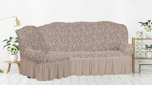 Чехол стрейч на угловой диван Жаккардовые с оборкой цвет KAR 014-10 Tas арт. 653/400.010