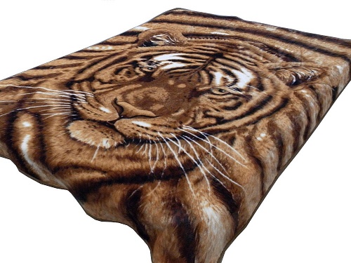 Плед  гладкий ворс "Морда тигра" размер 150*200