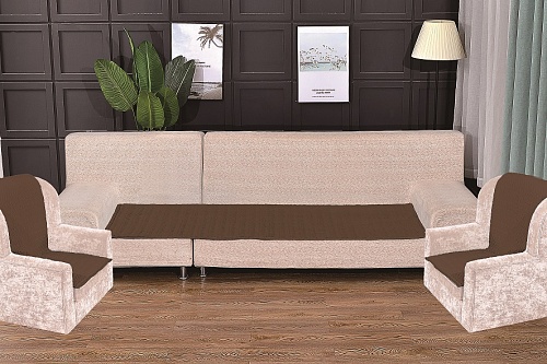 Комплект антискользящих на диван Косичка 90х210см(1шт) кресла 90х160см(2шт) цвет коричневый 815/90.1.6