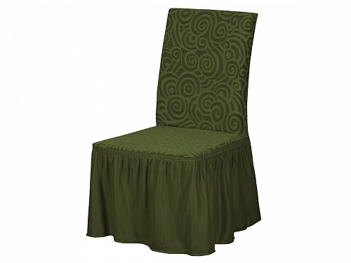 Еврочехлы стрейч на стулья с оборкой 6 шт цвет KAR 004-06 Зеленый арт. 400/506.006
