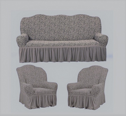 Еврочехлы стрейч на диван и кресла Жаккардовые С/О цвет KAR 002-11 Vizon арт. 532/311.011