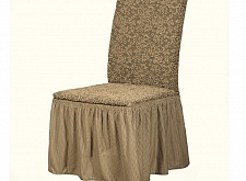 Чехлы Жаккардовые стрейч на стулья с оборкой 6 шт цвет KAR 002-03 Bej арт. 404/506.003