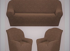 Еврочехлы стрейч на диван и кресла Жаккардовые Б/О цвет KAR 010-05 A.Kahve арт. 636/311.005
