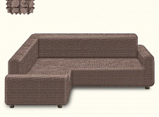 Чехол стрейч на угловой диван без оборки цвет Какао артикул  255/400.205