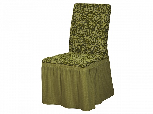 Чехлы Жаккардовые стрейч на стулья с оборкой 6 шт цвет Venzel 04 Зеленый арт. 397/506.004