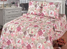 КПБ АртПостель Бязь рисунок Лоскутная мозаика розовая артикул 100/1 размер 1,5 спальный
