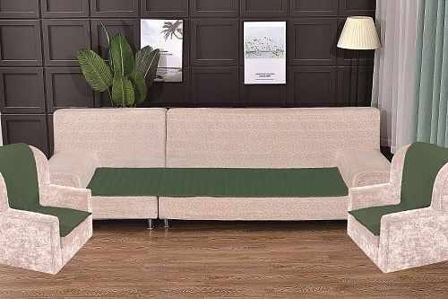 Комплект антискользящих на диван Паркет 90х210см(1шт) кресла 90х160см(2шт) цвет изумрудный арт. 815/90.4.5