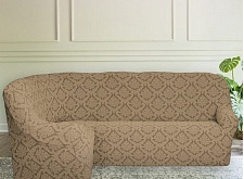Еврочехол стрейч на угловой диван Жаккардовые без оборки цвет KAR 012-03 Bej арт. 689/400.003