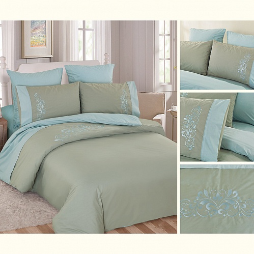 Комплект постельного белья "KARTEKS" перкаль с вышивкой PV-007 размер 1,5 спальный 