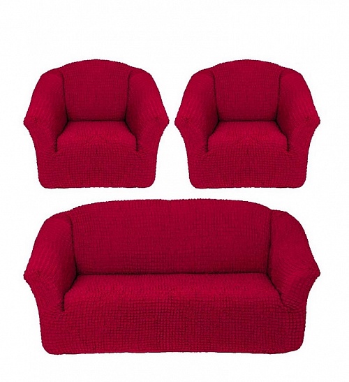 Чехлы стрейч на диван и кресла без оборки Цвет Бордовый арт. 255/311.221