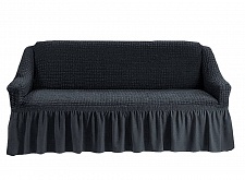 Чехол стрейч на 3-х местный диван с оборкой Цвет Антрацит арт. 246/110.229
