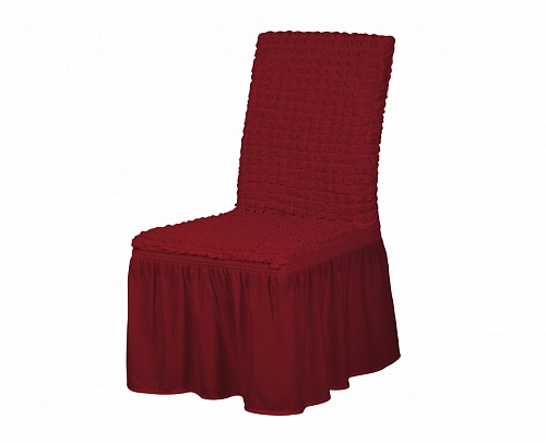 Чехлы стрейч на стулья с оборкой 6 шт цвет Бордовый арт. 260/506.221