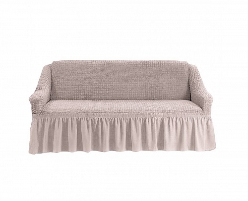 Чехол стрейч на 3-х местный диван с оборкой Цвет Натуральный арт. 246/110.213