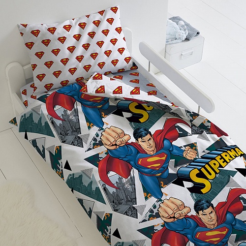 Постельное белье "Супермен" поплин 16336-1/16337-1 размер 1,5 спальный