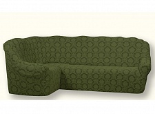 Еврочехол стрейч на угловой диван Жаккардовые без оборки цвет KAR 007-09 Yesil арт. 684/400.009