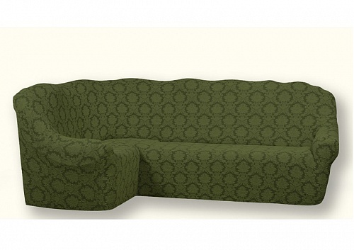 Еврочехол стрейч на угловой диван Жаккардовые без оборки цвет KAR 007-09 Yesil арт. 684/400.009