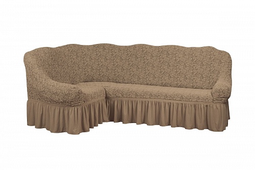 Еврочехлы стрейч на угловой диван Жаккардовые с оборкой цвет KAR 002-06 Capicino арт. 645/400.006