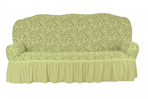 Чехол стрейч на 3-х местный диван Жаккардовые с оборкой цвет KAR 014-12 Sampanya арт. 743/110.012
