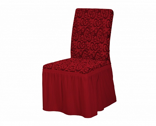 Чехлы Жаккардовые стрейч на стулья с оборкой 6 шт цвет Venzel 05 Bordo арт. 397/506.005