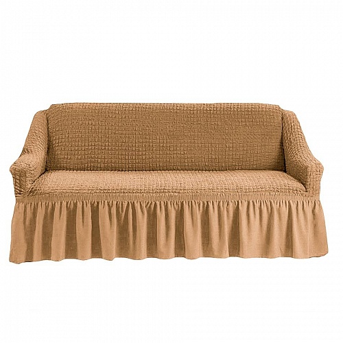 Чехол стрейч на 3-х местный диван с оборкой  Цвет Медовый арт. 246/110.203