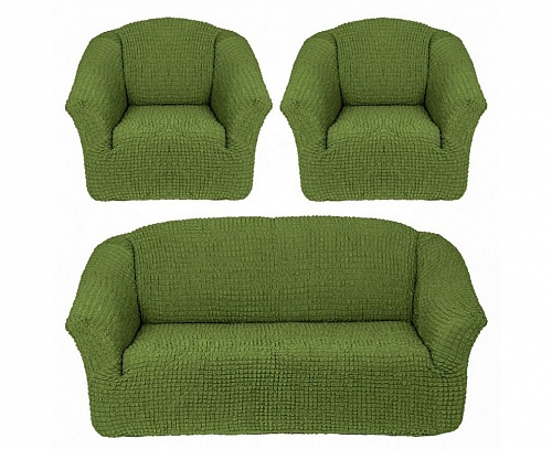 Чехлы стрейч на диван и кресла без оборки Цвет "Оливковый" арт. 255/311.222