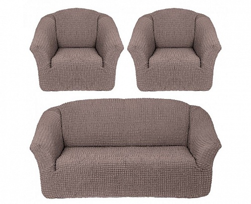 Чехлы стрейч на диван и кресла без оборки Цвет Какао арт. 255/311.205
