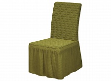 Чехлы Жаккардовые стрейч на стулья с оборкой 6 шт цвет  Asmina 06 Зеленый арт. 396/506.006