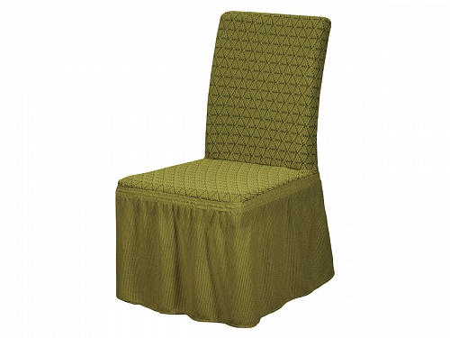 Чехлы Жаккардовые стрейч на стулья с оборкой 6 шт цвет  Asmina 06 Зеленый арт. 396/506.006